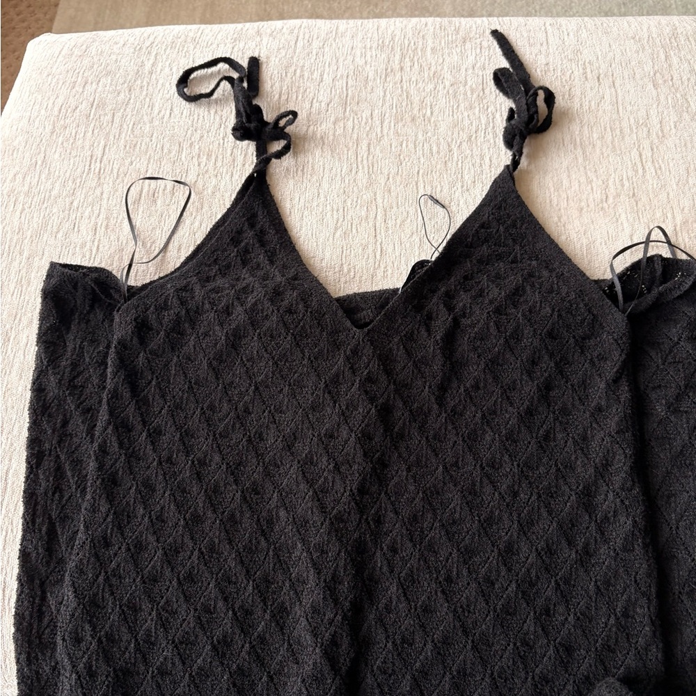 Zara Black Textured Midi Dress